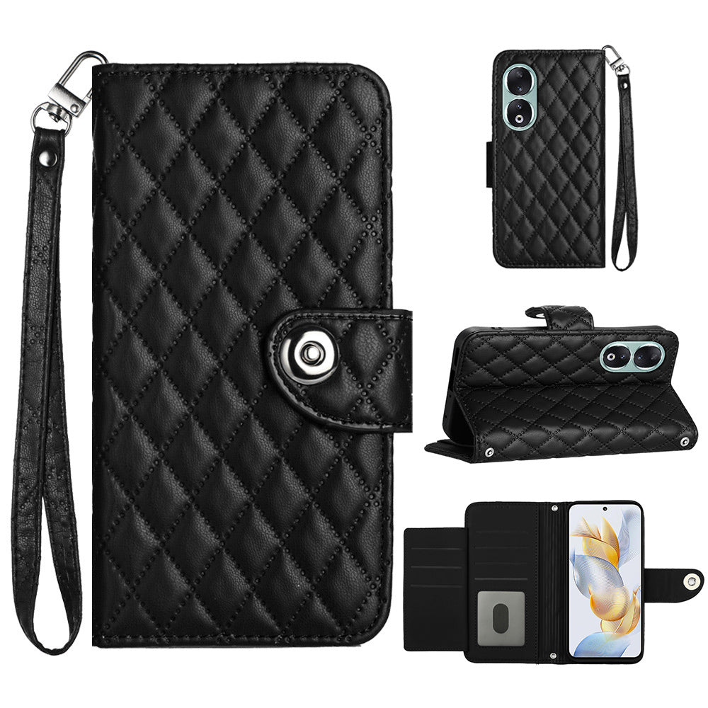 YB Imprinting Series-8 for Honor 90 Case Rhombus Imprinted 7 Card Slots Phone Protector YB Imprinting Series-8 for Honor 90 Case Rhombus Imprinted 7 Card Slots Phone Protector